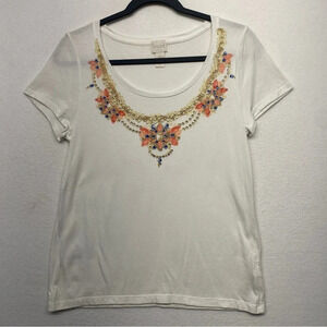 Chico’s White Blouse Faux Collar Necklace 0 / XS